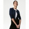 Pure Cashmere Crew Neck Cardigan Medium navy