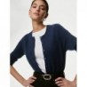 Pure Cashmere Crew Neck Cardigan Medium navy