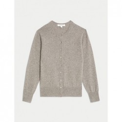 Pure Cashmere Crew Neck Cardigan Cappuccino