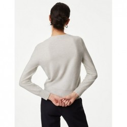 Pure Cashmere Crew Neck Cardigan Light grey