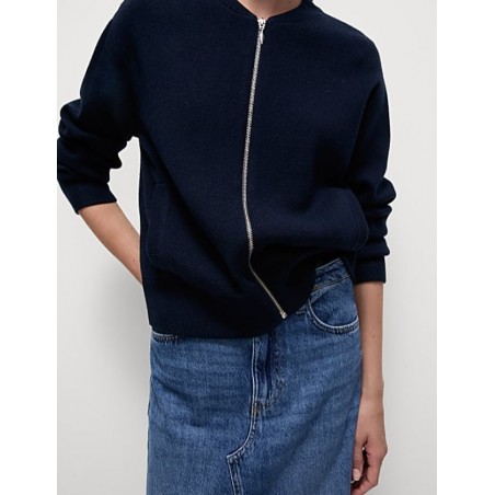 M&S Collection
Knitted Textured Crew Neck Bomber Cardigan