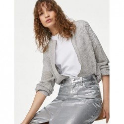 M&S Collection
Metallic Textured Bomber Cardigan