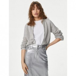 M&S Collection
Metallic Textured Bomber Cardigan