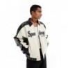 ASOS DESIGN oversized faux leather motocross jacket in monochrome