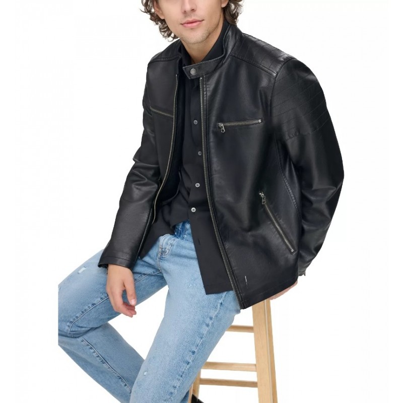 Men's Faux Leather Racer Jacket