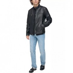 Men's Faux Leather Racer Jacket