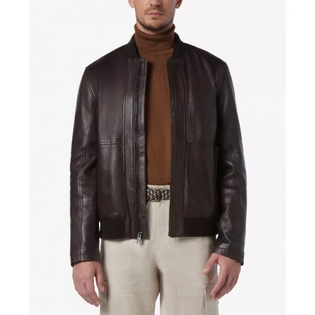 Men's MacNeil Smooth Leather Bomber Jacket Pecan