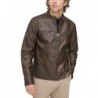 Men's faux leather racing brown jacket