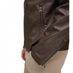 Men's faux leather racing brown jacket