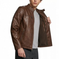 Men's faux leather racing saddle jacket