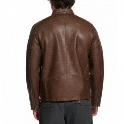 Men's faux leather racing saddle jacket