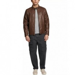 Men's faux leather racing saddle jacket