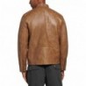 Men's faux leather racing tan jacket