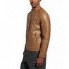 Men's faux leather racing tan jacket