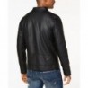 Men's faux leather motorcycle black jacket with detachable hood