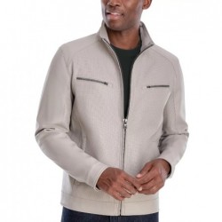 Men's Perforated Faux Leather Moto Jacket in Off-White, Exclusive to Macy's