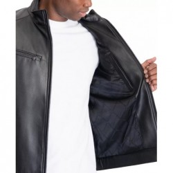 Men's Perforated Faux Leather Moto Jacket, Created for Macy's