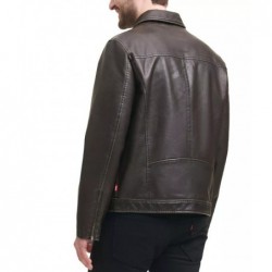 Men's Faux Leather Zip-Front Jacket