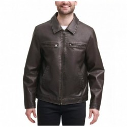 Men's Faux Leather Zip-Front Jacket