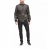 Men's Sherpa lined faux leather dark brown bomber jacket