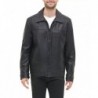 Men's Faux Leather Laydown Collar Jacket