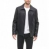 Men's Faux Leather Laydown Collar Jacket