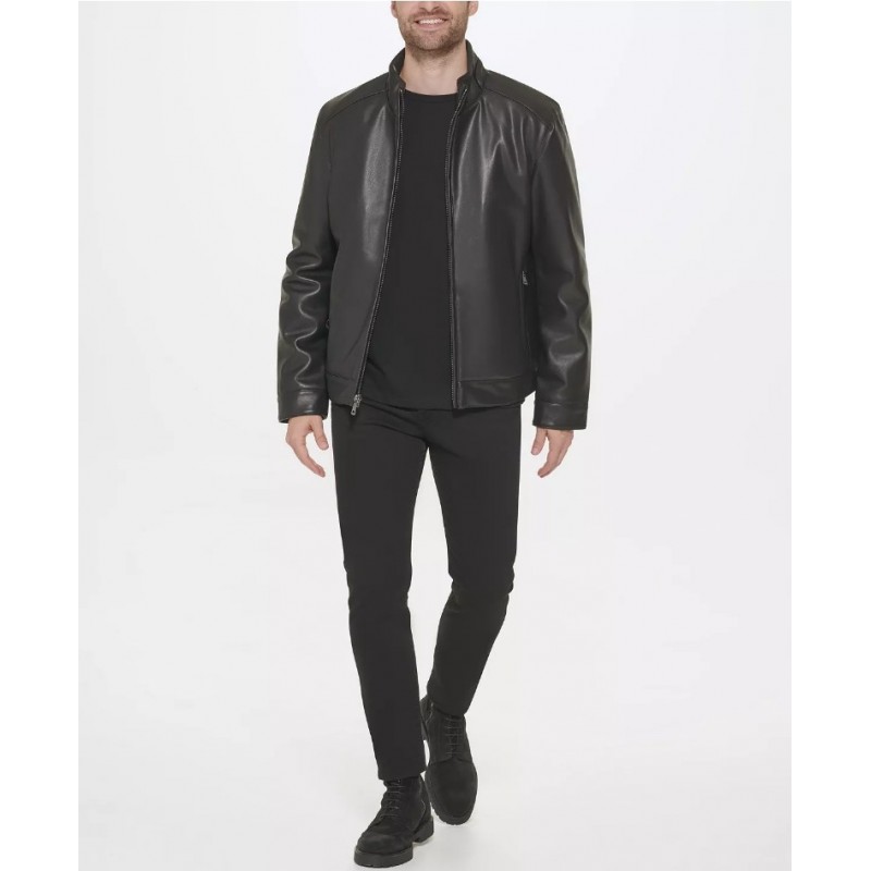 Men's Faux-Leather Motto Jacket