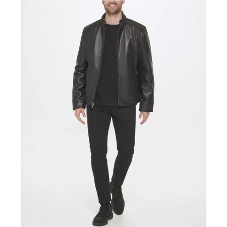 Men's Faux-Leather Motto Jacket