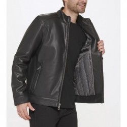 Men's Faux-Leather Motto Jacket