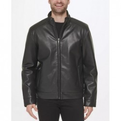 Men's Faux-Leather Motto Jacket