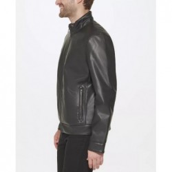 Men's Faux-Leather Motto Jacket