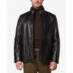 Men's Wollman Smooth Leather Racer Jacket with Removable Interior Bib