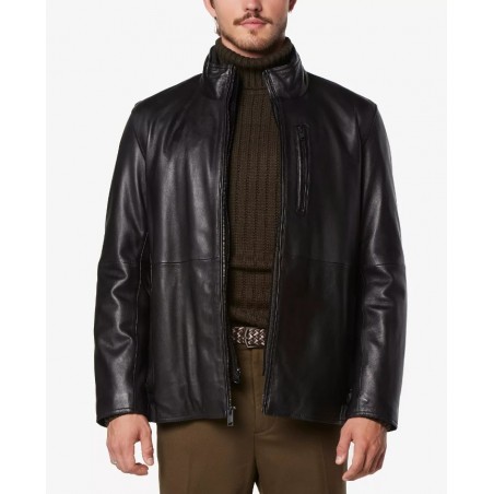 Men's Wollman Smooth Leather Racer Jacket with Removable Interior Bib