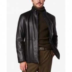 Men's Wollman Smooth Leather Racer Jacket with Removable Interior Bib