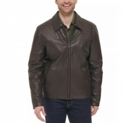 Men's Faux Leather Shirt Jacket