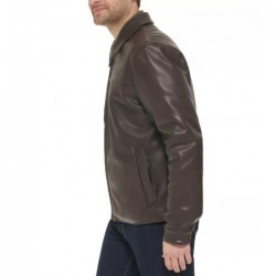 Men's Faux Leather Shirt Jacket