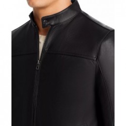 Men's Leather Racer Jacket, Created for Macy's