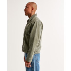 Cropped Zip-Up Olive Green Cargo Jacket