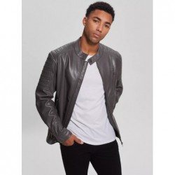 Men's Faux-Leather Biker Jacket