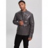 Men's Faux-Leather Biker Jacket