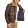 Men's Faux-Fur-Trim Faux-Leather Bomber Jacket