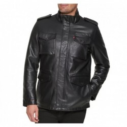 Men's Faux Leather Four Pocket Field Jacket