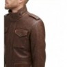 Men's faux leather four-pocket brown field jacket