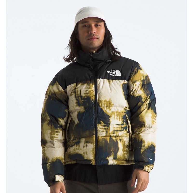 Men’s 1996 Retro Nuptse Jacket Midnight Petrol TNF Bleach Dye Print/TNF Black