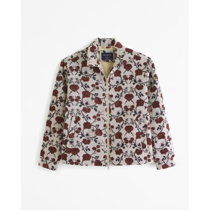 Floral Cropped Zip Trucker Jacket