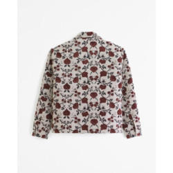 Floral Cropped Zip Trucker Jacket