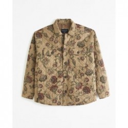 Brown Quilted Pattern Shirt Jacket