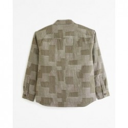 Quilted Green Graphic Shirt Jacket